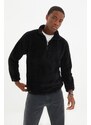 Trendyol Black Regular/Regular Fit Zippered Stopper Warm Plush Sweatshirt