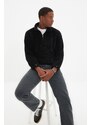 Trendyol Black Regular/Regular Fit Zippered Stopper Warm Plush Sweatshirt