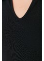 Trendyol černé vypasované polo krk mini žebrované flexibilní pletené šaty