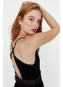 Trendyol Black Lace and Knitted Nightgown with Back Detail and a Slit