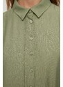 Trendyol Green Side Tie Woven Shirt Linen Look Dress