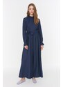 Trendyol Weaving Indigo Belted Jumpsuit with Gipple Collar