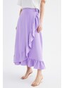 Trendyol Purple Wrapped Ruffle Knitted Skirt