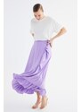 Trendyol Purple Wrapped Ruffle Knitted Skirt