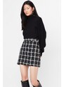 Trendyol Black Checkered Patterned Mini Woven Skirt