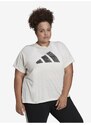 Krémové dámské žíhané tričko adidas Performance - Dámské