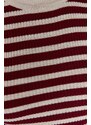 Trendyol Curve Burgundy Striped Crew Neck Pletený svetr