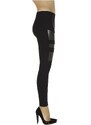 Bas Bleu MARCELLA women's leggings with push-up effect and leather inserts