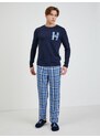 Tommy Hilfiger Sada pánského kostkovaného pyžama a pantoflí v modré barvě Tommy - Pánské