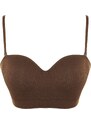 Trendyol Dark Brown Seamless/Seamless Covered Strapless Knitted Bra with Detachable Straps