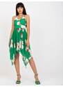 Fashionhunters Zelené zavinovací šaty s květinovými ramínky
