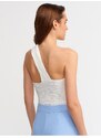 Dilvin 10168 One-Shoulder Knitwear Bustier-ecru