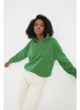 Trendyol Emerald Zipper Detailed Fleece Knitted Sweatshirt