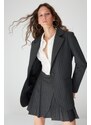 Trendyol Black Regular Lined Woven Striped Blazer Jacket