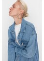 Trendyol Blue Oversize Trucker Denim Jacket