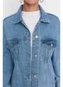 Trendyol Blue Oversize Trucker Denim Jacket