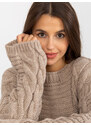 Fashionhunters Béžový svetr s copánky a vlnou RUE PARIS