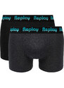 Replay Boxerky Boxer Style 5 Jacquard Logo 2Pcs Box - Black/D Gmel/Azure - Pánské