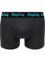 Replay Boxerky Boxer Style 5 Jacquard Logo 2Pcs Box - Black/D Gmel/Azure - Pánské