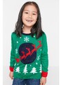 Trendyol Green Jacquard Unisex Kids Knitwear Sweater