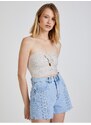 Béžový dámský pruhovaný cropped top TALLY WEiJL - Dámské