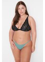 Trendyol Curve 3-Pack Black-Mink-Oil Plus Size String Panties