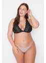 Trendyol Curve 3-Pack Black-Mink-Oil Plus Size String Panties