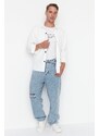 Trendyol Light Blue Men's Wide Leg Destroyed Jeans Jeans Trousers