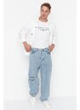 Trendyol Light Blue Men's Wide Leg Destroyed Jeans Jeans Trousers