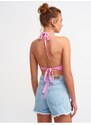Dilvin 1011 Tie Back Knitwear Bustier-pink