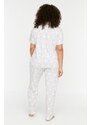 Trendyol Curve Gray Printed Knitted Buttons Pajamas Set