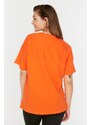 Trendyol Curve Orange Printed Knitted T-Shirt