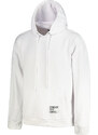 Trendyol Basic White Men's Oversize/Wide Cut Hooded Labeled Fleece Inside Cotton Sweatshirt