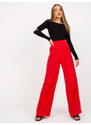Fashionhunters Červené široké látkové kalhoty s kapsami