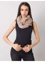 Fashionhunters Tmavě béžový puntíkovaný šátek s aplikací
