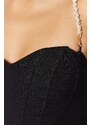 Trendyol Black Crop Woven Accessorized Bustier