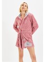 Trendyol Powder Belted Animal Figured Hooded Wellsoft Knitted Dressing Gown