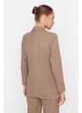 Trendyol Khaki Suede Woven Buttoned Blazer Jacket