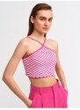 Dilvin 10185 Criss-Cross Tank Tops-fuchsia at the front.