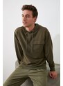 Trendyol Khaki Regular Fit Hooded Pocket Detail Cotton Sweatshirt