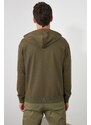 Trendyol Khaki Regular Fit Hooded Pocket Detail Cotton Sweatshirt