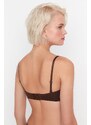 Trendyol Dark Brown Seamless/Seamless Covered Strapless Knitted Bra with Detachable Straps