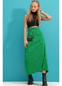 Trend Alaçatı Stili Women's Green Button Detailed Knitwear Skirt