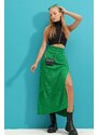 Trend Alaçatı Stili Women's Green Button Detailed Knitwear Skirt