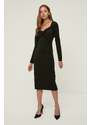 Trendyol Black Collar Detailed Bodycon Midi Knitted Dress