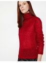 Koton Women's Red Turtleneck Sweater