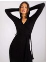 Fashionhunters Černé žebrované šaty s kapucí od Sabiny