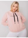 Fashionhunters Zaprášená růžová halenka plus size s nápisem Perry