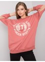 Fashionhunters Zaprášená růžová oversized bavlněná mikina s potiskem