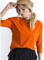 Fashionhunters Základní halenka s 3/4 rukávy, tmavě oranžová